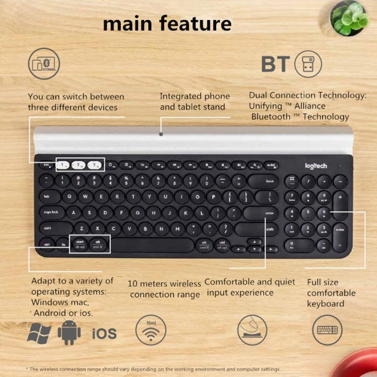 Logitech K780 Multi-device Bluetooth + Unifying Dual Mode Wireless Keyboard with Stand (Black) - free shipping - PMC TechLife - Order now!