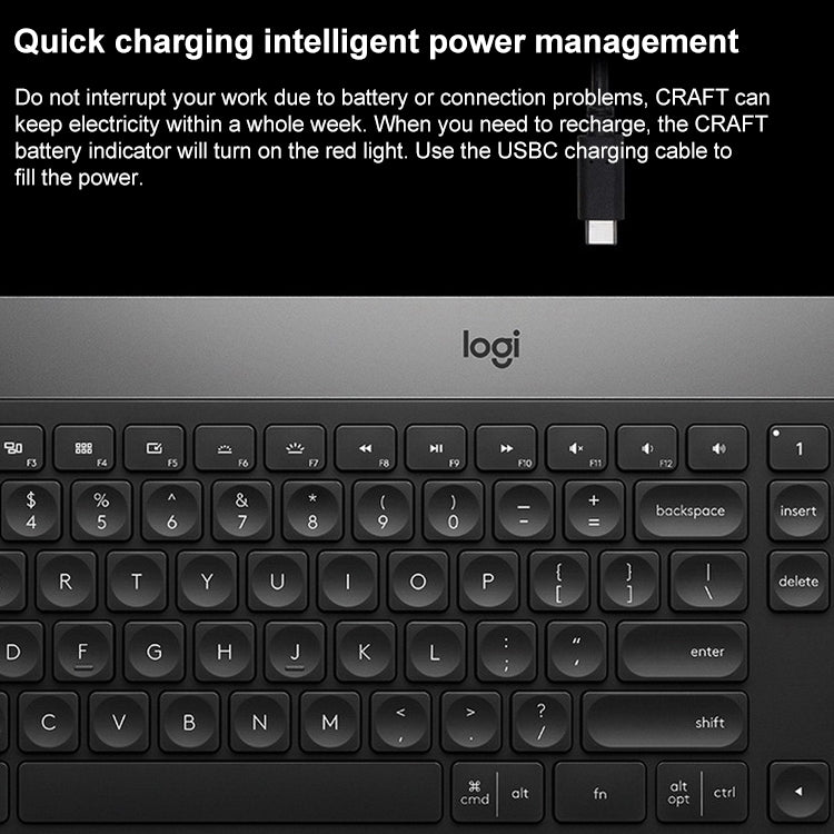 Logitech Craft Wireless Smart Bluetooth Dual Mode Silent Keyboard(Black) - Wireless Keyboard by Logitech | Online Shopping South Africa | PMC Jewellery | Buy Now Pay Later Mobicred