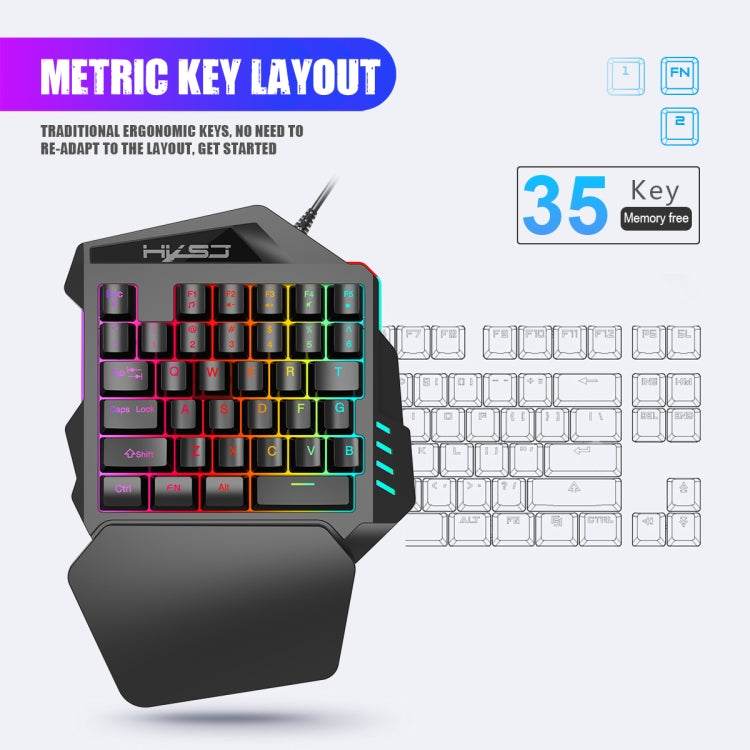 HXSJ V100 Universal One-hand 35-Keys Mechanical Blue Axis Seven-color Backlight Wired Gaming Keyboard, Length: 1.6m - Other Accessories by HXSJ | Online Shopping South Africa | PMC Jewellery | Buy Now Pay Later Mobicred