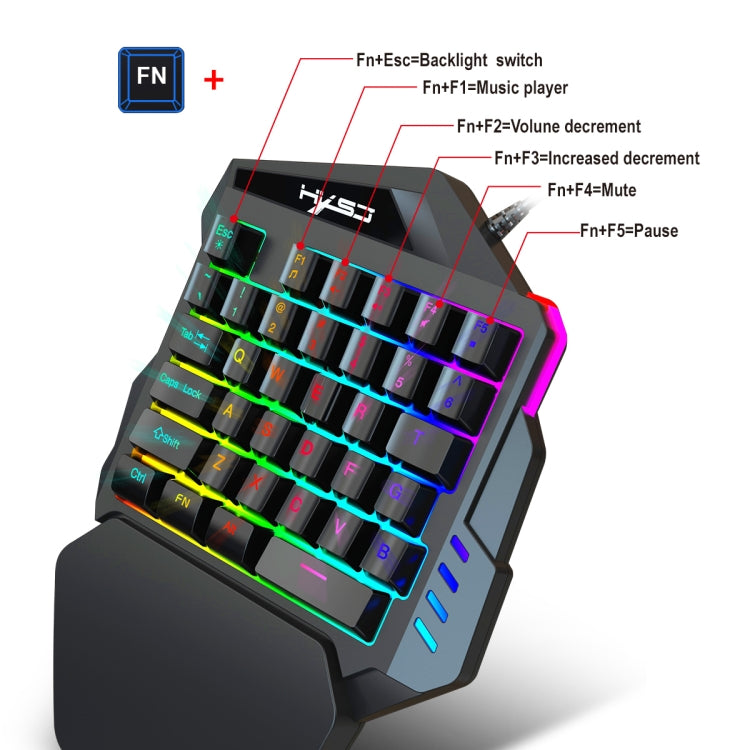 HXSJ V100 Universal One-hand 35-Keys Mechanical Blue Axis Seven-color Backlight Wired Gaming Keyboard, Length: 1.6m - Other Accessories by HXSJ | Online Shopping South Africa | PMC Jewellery | Buy Now Pay Later Mobicred