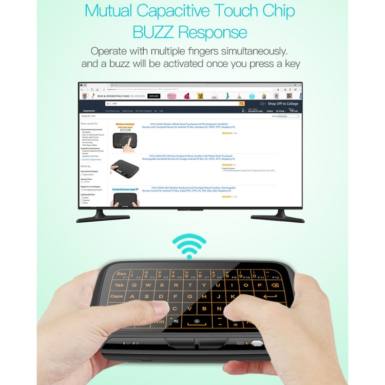 H18+ 2.4GHz Mini Wireless Keyboard Full Touchpad with 3-Level Adjustable Backlight(Black) - MINI PC Accessories & Gadgets by PMC TechLife | Online Shopping South Africa | PMC TechLife