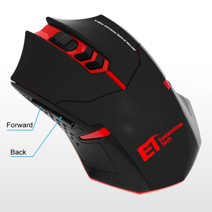 ET X-08 7-keys 2400DPI 2.4G Wireless Mute Gaming Mouse with USB Receiver & Colorful Backlight (Red) - Wireless Mice by PMC Jewellery | Online Shopping South Africa | PMC Jewellery