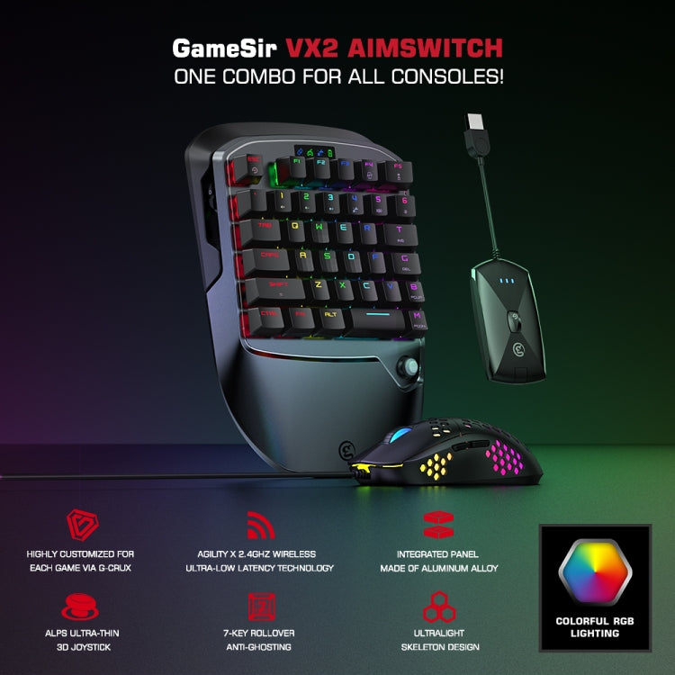 GameSir  VX2 AimSiwtch One-handed Wireless Gaming Keyboard & Mouse Kit(Black) - Other Accessories by GameSir | Online Shopping South Africa | PMC Jewellery | Buy Now Pay Later Mobicred