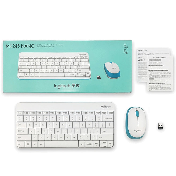 Logitech MK245 Nano Wireless Keyboard Mouse Set (White) - Wireless Keyboard by Logitech | Online Shopping South Africa | PMC Jewellery | Buy Now Pay Later Mobicred