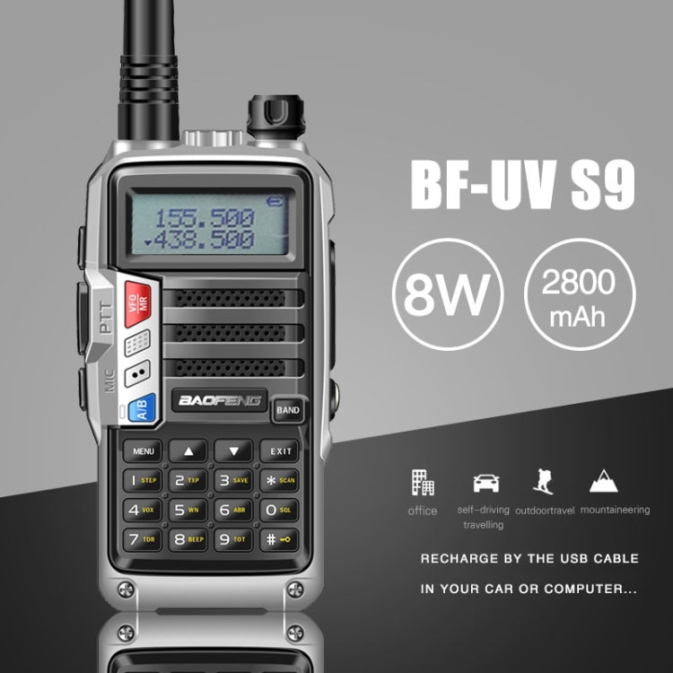 Baofeng BF-UV5R Plus S9 FM Interphone Handheld Walkie Talkie, EU Plug(Black) - Handheld Walkie Talkie by BAOFENG | Online Shopping South Africa | PMC Jewellery | Buy Now Pay Later Mobicred