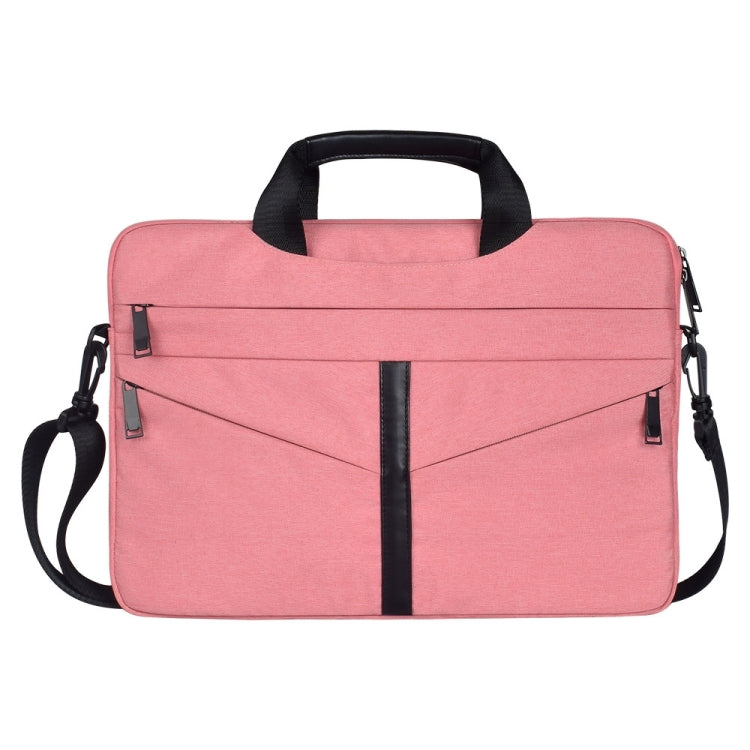 15.6 inch Breathable Wear-resistant Fashion Business Shoulder Handheld Zipper Laptop Bag with Shoulder Strap (Pink) - 14.1 inch by PMC Jewellery | Online Shopping South Africa | PMC Jewellery