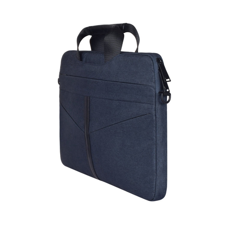 15.6 inch Breathable Wear-resistant Fashion Business Shoulder Handheld Zipper Laptop Bag with Shoulder Strap (Navy Blue) - 14.1 inch by PMC Jewellery | Online Shopping South Africa | PMC Jewellery