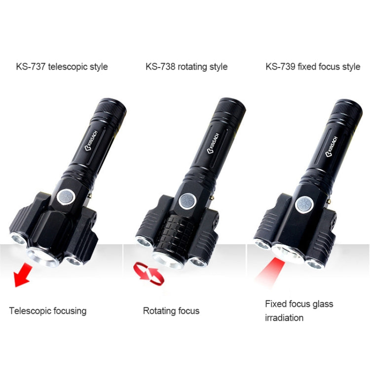 KS-738 USB Charging Waterproof T6+XPE Zoomable LED Flashlight with 4-Modes & 18650 lithium battery - LED Flashlight by PMC Jewellery | Online Shopping South Africa | PMC Jewellery