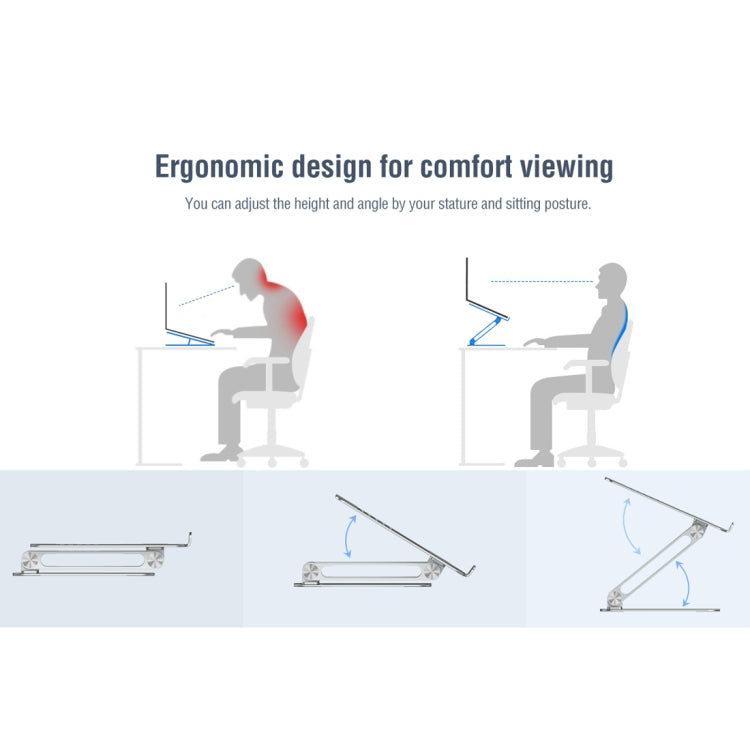 NILLKIN ProDesk Adjustable Aluminum Alloy Laptop Notebook Stand Holder (Silver) - MacBook Holder by NILLKIN | Online Shopping South Africa | PMC Jewellery | Buy Now Pay Later Mobicred