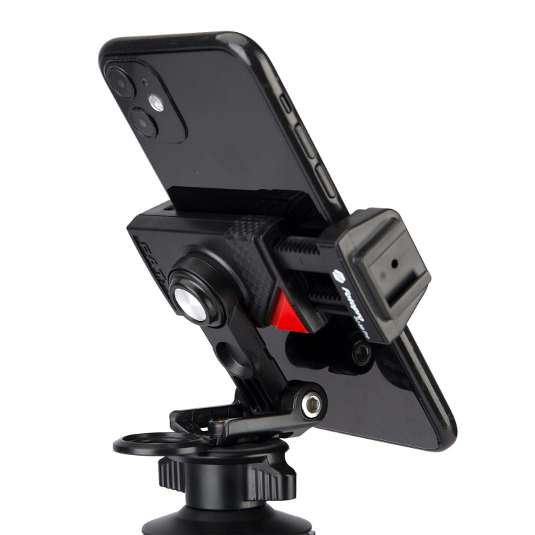 Fotopro SJ-89 Pro Carbon Fiber Texture Horizontal and Vertical Tripod Mount Adapter Phone Clamp Bracket with Cold Shoe (Black) - Stand by Fotopro | Online Shopping South Africa | PMC Jewellery | Buy Now Pay Later Mobicred