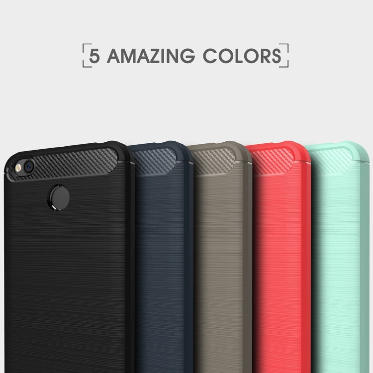 For Xiaomi  Redmi 4X  Brushed Carbon Fiber Texture Shockproof TPU Protective Cover Case(Red) - free shipping - PMC TechLife - Order now!