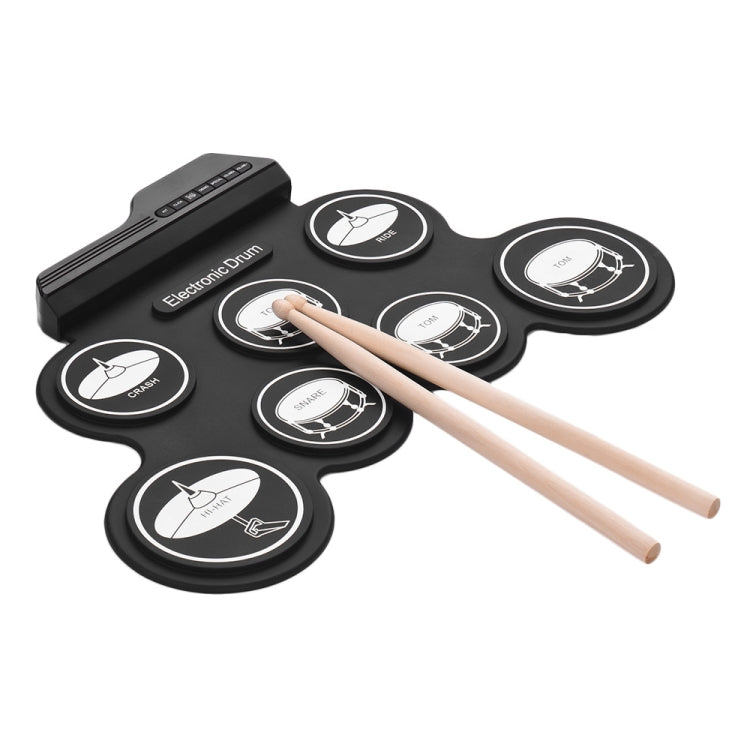 Portable Silicone Hand Roll USB Electronic Drum, Black Icon Version - Percussion Instruments by PMC Jewellery | Online Shopping South Africa | PMC Jewellery