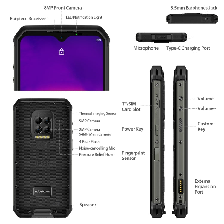 Ulefone Armor 9 Rugged Phone, Thermal Imaging Camera, 8GB+128GB - Ulefone by Ulefone | Online Shopping South Africa | PMC Jewellery | Buy Now Pay Later Mobicred