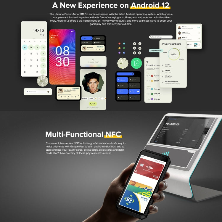 Ulefone Power Armor X11 Pro Rugged Phone, 4GB+64GB, IP68/IP69K Waterproof Dustproof Shockproof, Dual Back Cameras, Face Unlock, 5.45 inch Android 12 MediaTek Helio G25 MT6762VWB Octa Core up to 2.0GHz, Network: 4G, NFC, OTG(Black) - Ulefone by Ulefone | Online Shopping South Africa | PMC Jewellery | Buy Now Pay Later Mobicred