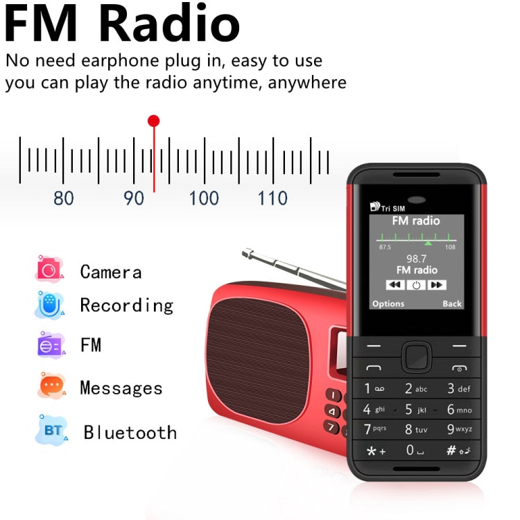 SERVO BM5310 Mini Mobile Phone, English Key, 1.33 inch, MTK6261D, 21 Keys, Support Bluetooth, FM, Magic Sound, Auto Call Record, GSM, Triple SIM (Black Red) - SERVO by SERVO | Online Shopping South Africa | PMC Jewellery