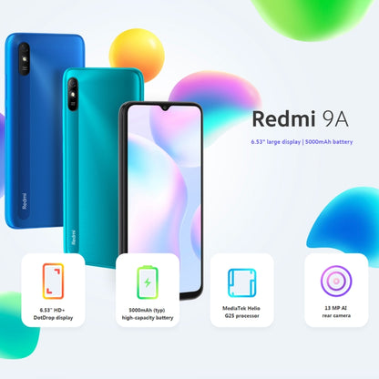 Xiaomi Redmi 9A, 4GB+64GB, 5000mAh Battery, Face Identification, 6.53 inch MIUI 12 MTK Helio G25 Octa Core up to 2.0GHz, Network: 4G, Dual SIM, Support Google Play(Black) - Xiaomi Redmi by Xiaomi | Online Shopping South Africa | PMC Jewellery | Buy Now Pay Later Mobicred