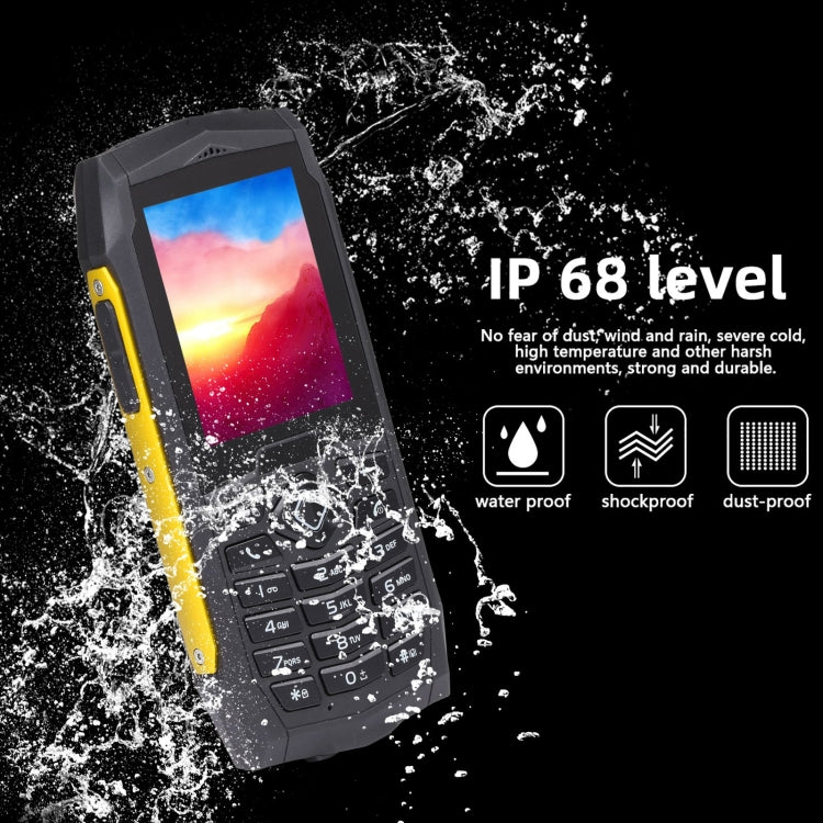 Rugtel R1D Rugged Phone, IP68 Waterproof Dustproof Shockproof, 2.4 inch, MTK6261D, 2000mAh Battery, Loud Box Speaker, FM, Network: 2G, Dual SIM(Yellow) - Others by Rugtel | Online Shopping South Africa | PMC Jewellery | Buy Now Pay Later Mobicred