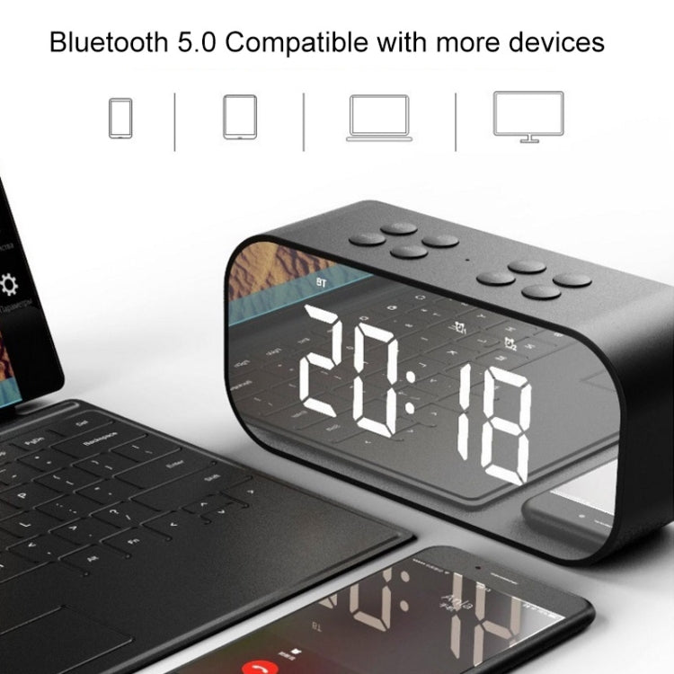 AEC BT501 Bluetooth 5.0 Mini Speaker with LED & Alarm Clock & Clock & Mirror, Support 32G TF Card(Red) - free shipping - PMC TechLife - Order now!