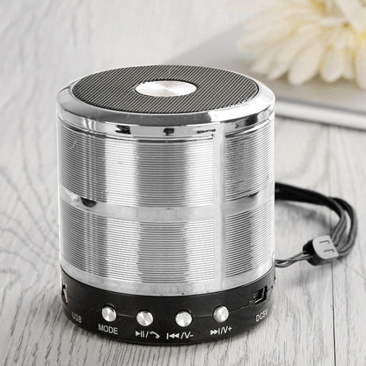 WS-887 Bluetooth Speaker with Lanyard, Support Hands-free Call & FM & U Disk & TF Card & AUX(Silver Grey) - Mini Speaker by PMC TechLife | Online Shopping South Africa | PMC TechLife