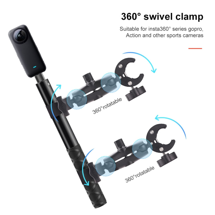Motorcycle Double Dual-heads Crabs Clamps Handlebar Fixed Mount Selfie Stick - free shipping - PMC TechLife - Order now!