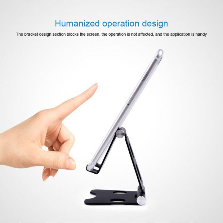 ROOSTAND R2 Aluminum Alloy Mobile Desktop Tablet Bracket Double Folding Lazy Artifact, Size: 6.4x7x9cm(Black) - Desktop Holder by PMC TechLife | Online Shopping South Africa | PMC TechLife