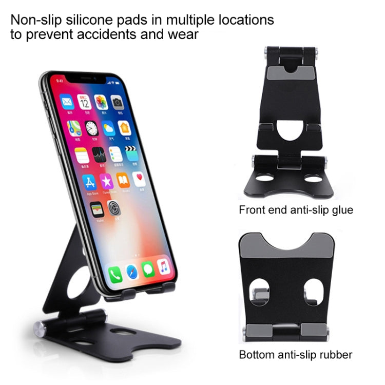 ROOSTAND R2 Aluminum Alloy Mobile Desktop Tablet Bracket Double Folding Lazy Artifact, Size: 6.4x7x9cm(Silver) - Desktop Holder by PMC TechLife | Online Shopping South Africa | PMC TechLife