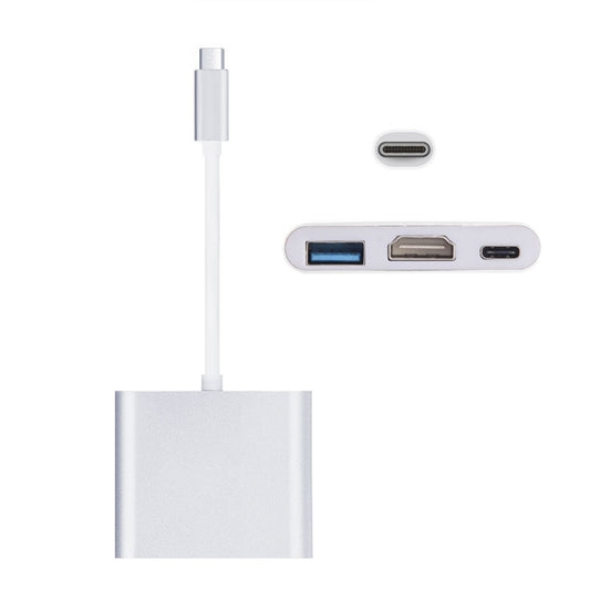 USB-C / Type-C 3.1 Male to USB-C / Type-C 3.1 Female & HDMI Female & USB 3.0 Female Adapter(Silver) - Cable & Adapters by PMC Jewellery | Online Shopping South Africa | PMC Jewellery