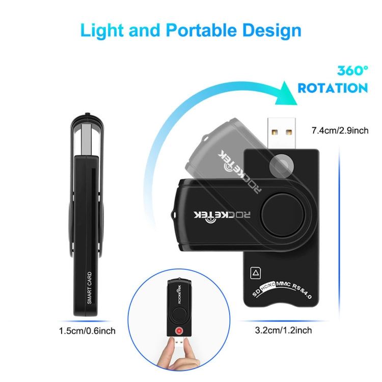 ROCKETEK CR310 USB 3.0 + TF Card + SD Card + SIM Card + Smart Card Multi-function Card Reader -  by ROCKETEK | Online Shopping South Africa | PMC Jewellery