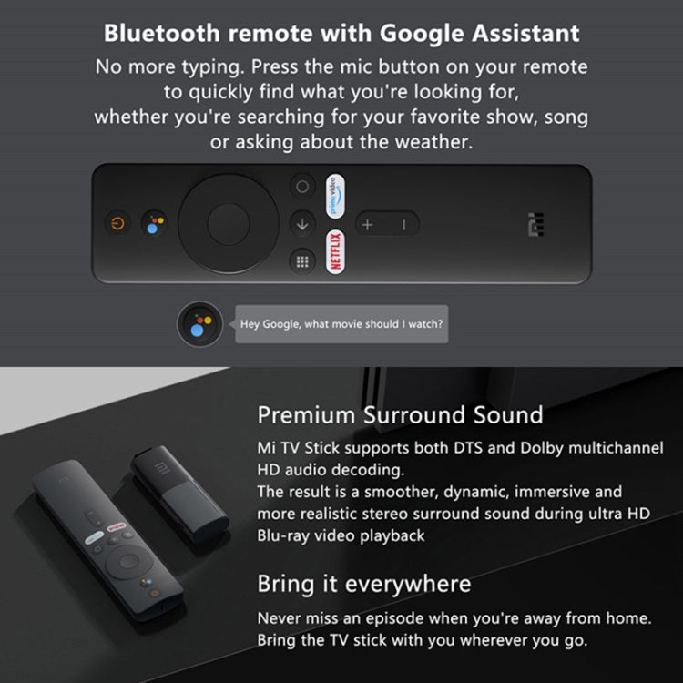 Original Xiaomi Mi Android TV Stick, Quad Core Cotex A53, RAM 1GB + ROM 8GB, Global Version, EU Plug - Android TV Sticks by Xiaomi | Online Shopping South Africa | PMC Jewellery | Buy Now Pay Later Mobicred