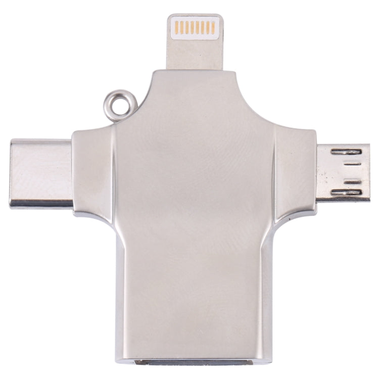 4 in 1  8 Pin + Micro USB + USB-C / Type-C to USB Metal Card Reader - U Disk & Card Reader by PMC TechLife | Online Shopping South Africa | PMC TechLife