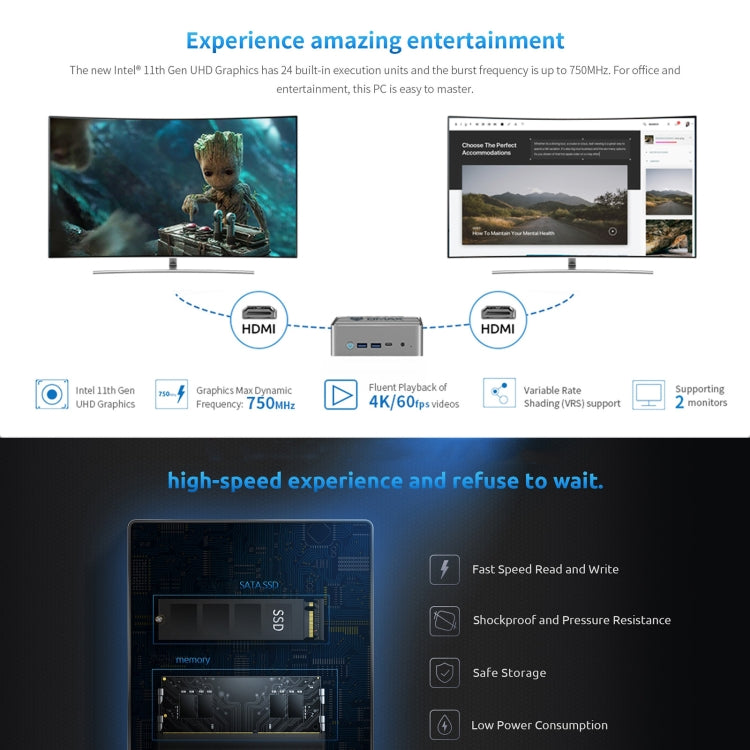 BMAX B3 Windows 11 Mini PC, 16GB+512GB, Intel Jasper Lake N5095, Support HDMI / RJ45 / TF Card, US Plug(Space Grey) - Windows Mini PCs by BMAX | Online Shopping South Africa | PMC Jewellery | Buy Now Pay Later Mobicred