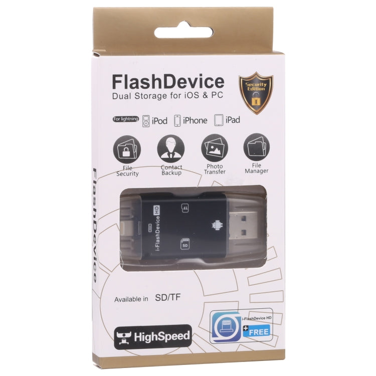 NK-208 3 in 1 i-Flash TF Card / SD Card Reader For 8 Pin + USB 2.0 + Micro USB Devices(Black) - U Disk & Card Reader by PMC Jewellery | Online Shopping South Africa | PMC Jewellery