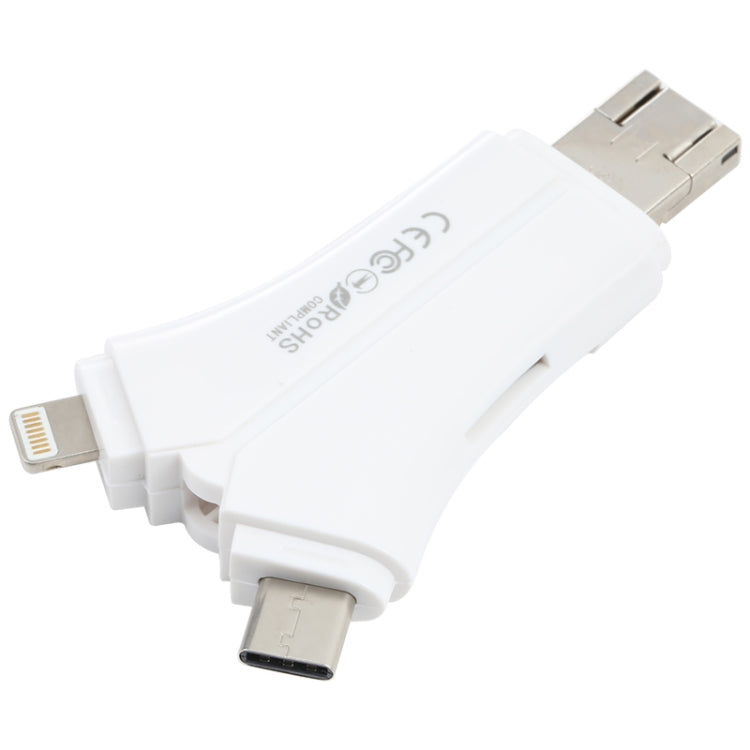 NK-908 4 in 1 i-Flash Y-shaped TF Card / SD Card Reader For 8 Pin + USB-C / Type-C + Micro USB + USB Devices - U Disk & Card Reader by PMC TechLife | Online Shopping South Africa | PMC TechLife