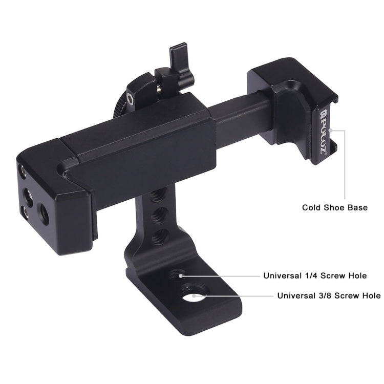 PULUZ Folding Plastic Tripod + Horizontal / Vertical Shooting Metal Clamp with Cold Shoe for iPhone, Galaxy, Huawei, Xiaomi, Sony, HTC, Google and other Smartphones - Desktop Holder by PULUZ | Online Shopping South Africa | PMC Jewellery | Buy Now Pay Later Mobicred