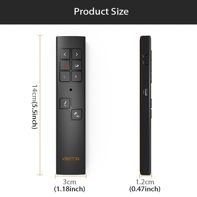 VIBOTON PP930 2.4GHz Multimedia Presentation Remote PowerPoint Clicker Wireless Presenter Handheld Controller Flip Pen, Control Distance: 30m(Black) -  by VIBOTON | Online Shopping South Africa | PMC Jewellery | Buy Now Pay Later Mobicred