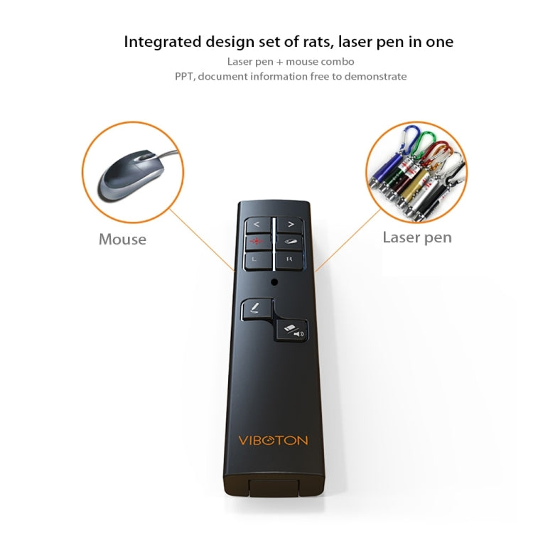 VIBOTON PP930 2.4GHz Multimedia Presentation Remote PowerPoint Clicker Wireless Presenter Handheld Controller Flip Pen, Control Distance: 30m(Black) -  by VIBOTON | Online Shopping South Africa | PMC Jewellery | Buy Now Pay Later Mobicred