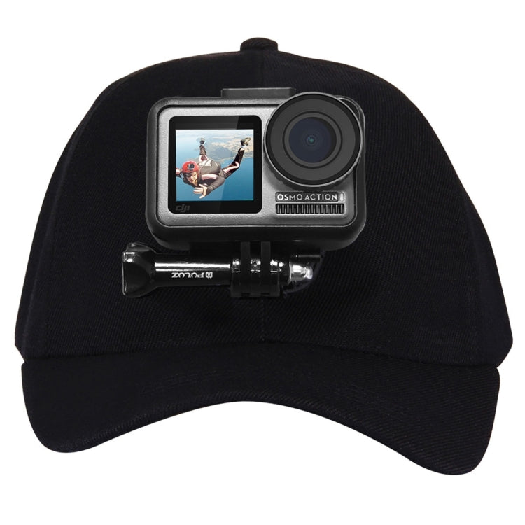 PULUZ Baseball Hat with J-Hook Buckle Mount & Screw for GoPro, DJI OSMO Action and Other Action Cameras(Black) -  by PMC Jewellery | Online Shopping South Africa | PMC Jewellery