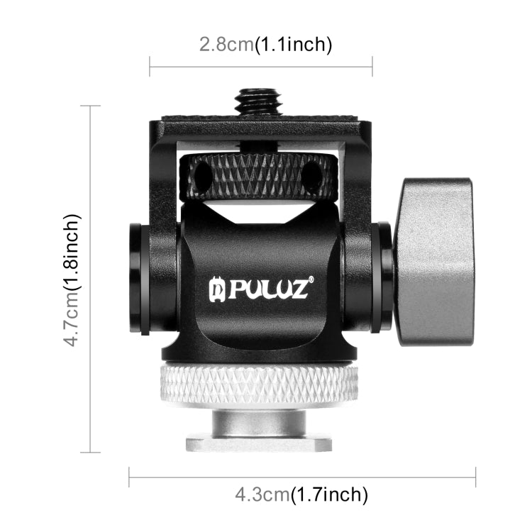 PULUZ Mini 180 Degree Swing Tripod Ball Head Cold Shoe Mount Adapter(Silver) - Tripod Heads by PULUZ | Online Shopping South Africa | PMC TechLife | Buy Now Pay Later Mobicred