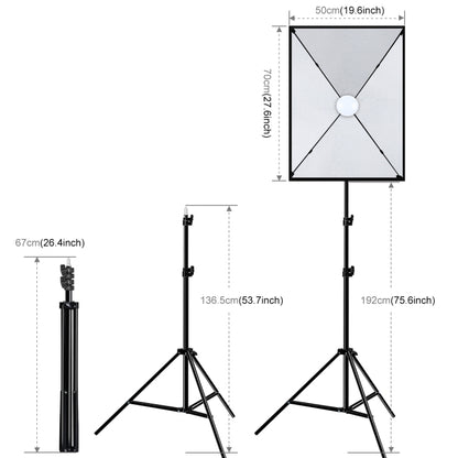 PULUZ 50x70cm Studio Softbox + 2m Tripod Mount + Single E27 30W 5700K White Light LED Bulb Photography Kit(EU Plug) - Stand Bracket by PULUZ | Online Shopping South Africa | PMC Jewellery