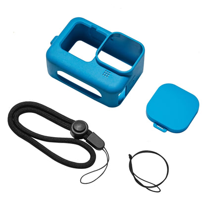 PULUZ for GoPro HERO12 Black /11 Black /10 Black /9 Black Silicone Protective Case Cover with Wrist Strap & Lens Cover(Blue) - Silicone Cases by PULUZ | Online Shopping South Africa | PMC Jewellery | Buy Now Pay Later Mobicred