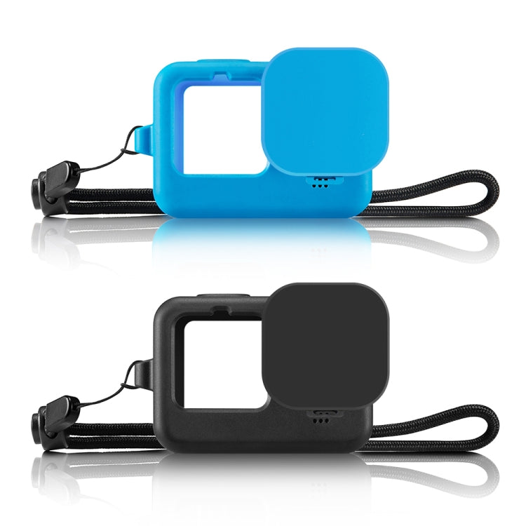 PULUZ for GoPro HERO12 Black /11 Black /10 Black /9 Black Silicone Protective Case Cover with Wrist Strap & Lens Cover(Blue) - Silicone Cases by PULUZ | Online Shopping South Africa | PMC Jewellery | Buy Now Pay Later Mobicred