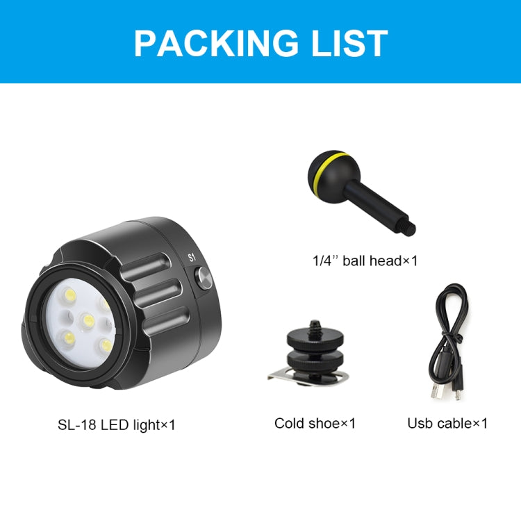 PULUZ 40m Underwater LED Photography Fill Light 1000LM 3.7V/1100mAh Diving Light for GoPro Hero11 Black / HERO10 Black / HERO9 Black /HERO8 / HERO7 /6 /5 /5 Session /4 Session /4 /3+ /3 /2 /1, Insta36 ... R, DJI Osmo Action and Other Action Cameras(Black) - Waterproof Light by PULUZ | Online Shopping South Africa | PMC Jewellery