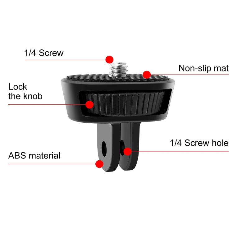 PULUZ 1/4 inch Screw Adjustable ABS Action Camera Tripod Adapter (Black) - Connection Mount by PULUZ | Online Shopping South Africa | PMC TechLife