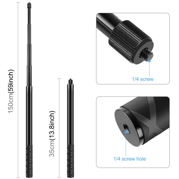 PULUZ 150cm Metal Selfie Stick Monopod  for Insta360 One RS / X2 / X3 - Self Monopod Grip by PULUZ | Online Shopping South Africa | PMC TechLife