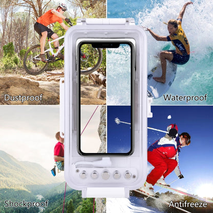 PULUZ 45m/147ft Waterproof Diving Case Photo Video Taking Underwater Housing Cover for iPhone 14 Series, iPhone 13 Series, iPhone 12 Series, iPhone 11 Series, iPhone X Series, iPhone 8 & 7, iPhone 6s, iOS 13.0 or Above Version iPhone(White) - iPhone 14 Pro Cases by PULUZ | Online Shopping South Africa | PMC Jewellery | Buy Now Pay Later Mobicred