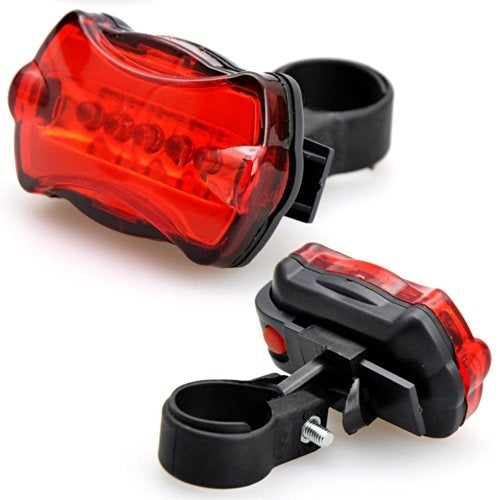 5 LED Water Resistant Bike Bicycle Head Light+ Rear Safety Flashlight - Taillights by PMC TechLife | Online Shopping South Africa | PMC TechLife