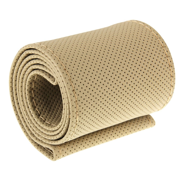 PU Leather Steering Wheel Cover With Needle and Thread, Size: 54x10.5cm (Beige) - Steering Wheel Accessories by PMC TechLife | Online Shopping South Africa | PMC TechLife | Buy Now Pay Later Mobicred