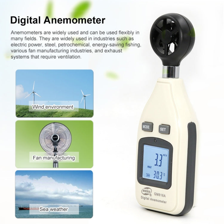 BENETECH Digital Electronic Anemometer (GM816A)(White) - Tachometers & Anemometer by BENETECH | Online Shopping South Africa | PMC Jewellery