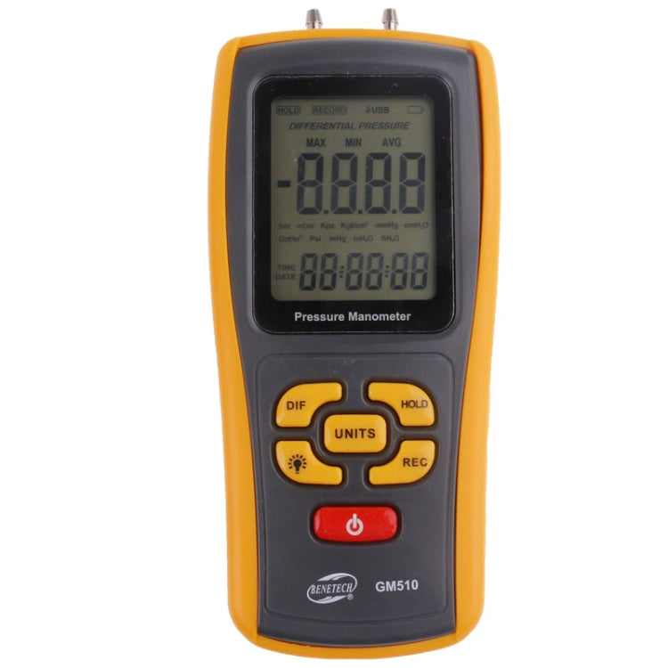 BENETECH GM510 LCD Display Pressure Manometer(Yellow) - Other Tester Tool by BENETECH | Online Shopping South Africa | PMC Jewellery | Buy Now Pay Later Mobicred