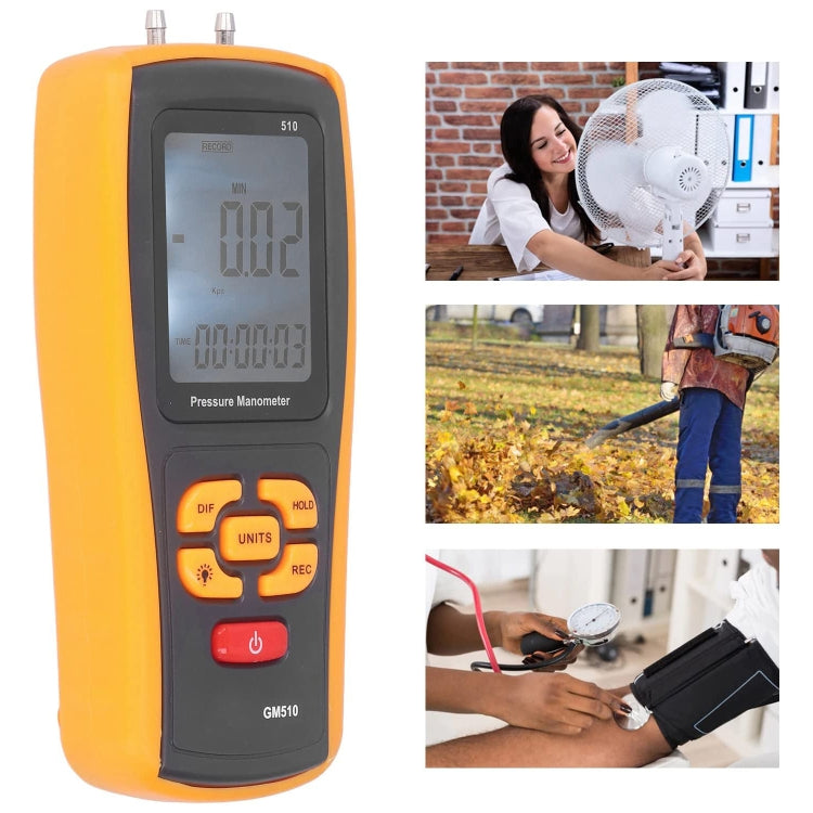 BENETECH GM510 LCD Display Pressure Manometer(Yellow) - Other Tester Tool by BENETECH | Online Shopping South Africa | PMC Jewellery | Buy Now Pay Later Mobicred